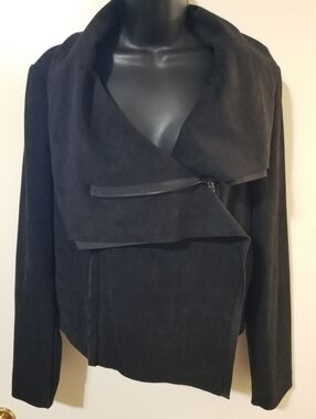 BCBGMAXAZRIA NWOT Suede Feel Moto Jacket Asym Draped Stretch L